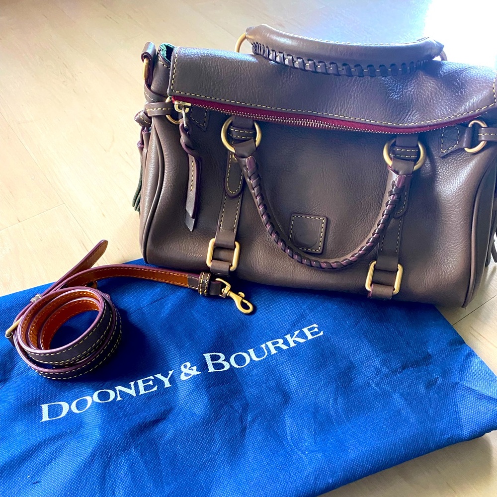 Dooney & Bourke Florentine Leather Mini Satchel (Elephant/Taupe Color)